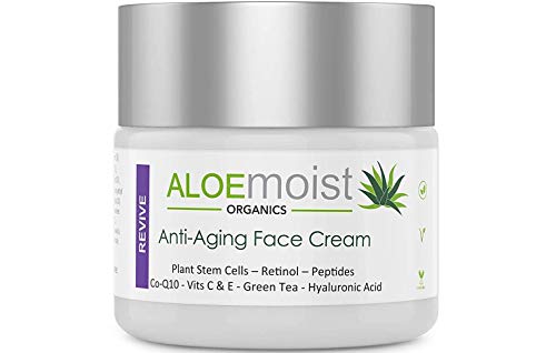 Aloemoist Anti Aging Retinol Cream for Face with Hyaluronic Acid, Vitamin C & E, Pure Aloe Vera Gel, Green Tea, Glycolic Acid  Dark Spot Corrector, Acne Treatment, Eye Cream & Wrinkle Reduction