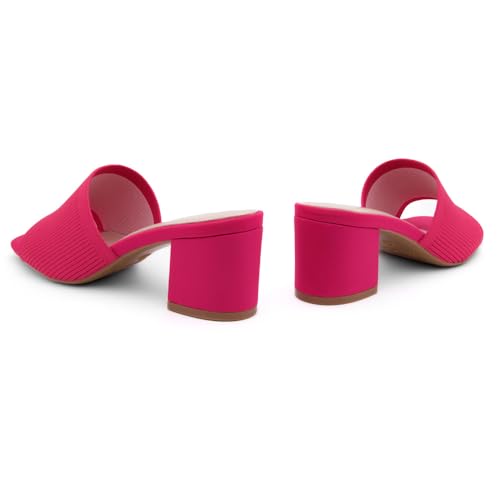 Image of Herstyle Square Open Toe Heeled Sandals for Women 2.5 Inch Low Block Chunky Heel Sandals Slip-On Mules Comfortable Dress Shoes for Party Wedding Office