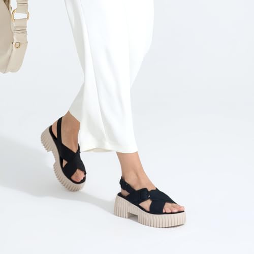 Image of UBFEN Womens Platform Sandals With Arch Support Comfy Walking Wedge Crisscross Band Summer Casual