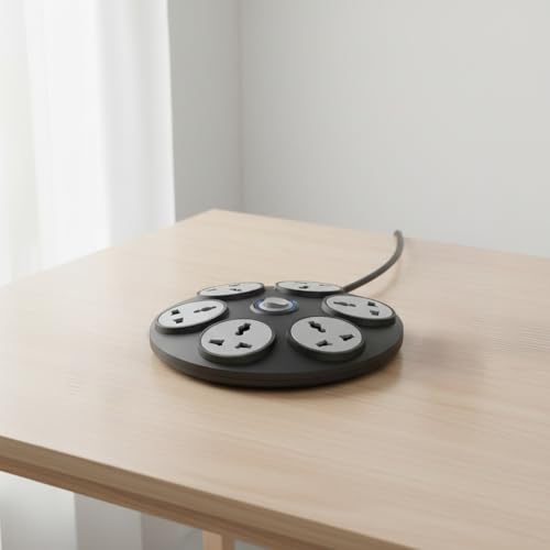 Image of Anchor by Panasonic 6 Universal Socket Extension Board, 6A Spike Guard with 2-Meter Heavy Duty Cord for Home and Office Usage, 6 Way Power Strip with LED Indicator, Matt Finish