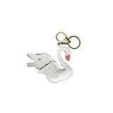 Yzikema Handcrafted Genuine Leather Swan Charm Keychain – Elegant Bag Accessory for Women, Exquisite Handbag Decoration (White)