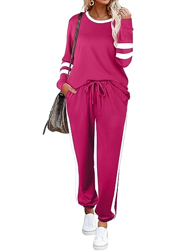 Image of Aloodor Sweatsuit for Women 2 Piece Outfits for Womens Crewneck Sweatshirts Pullover