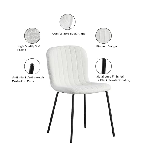 mcc direct Set of 4 Soft Fabric Dining Chairs with Padded Seat and Metal Legs for Dining Room, Living Room and Kitchen - New Bella (Light Grey) - Image 4
