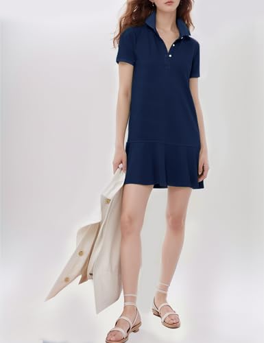 Flygo Womens Polo Dress Collared Short Sleeve Ruffle Golf Tennis T Shirt Sports Workout Mini Summer Dresses Tunic Pique3