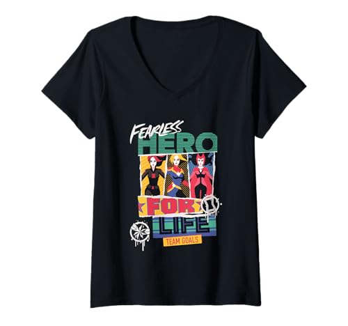 T-shirt Marvel Avengers femme col V vêtement héroïne coupe ajustée