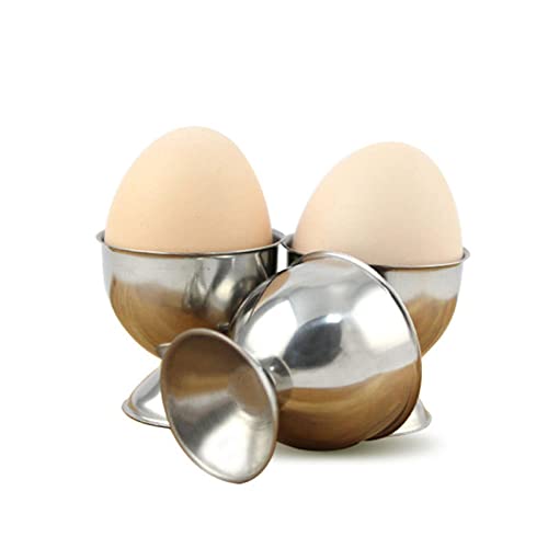 Eierhalter Becher Set mit 4 Eierbechern für weich und hart gekochte Eier, Edelstahlhalter, Küchenwerkzeug, Becherhalter für weich gekochte Eier – Bild 6