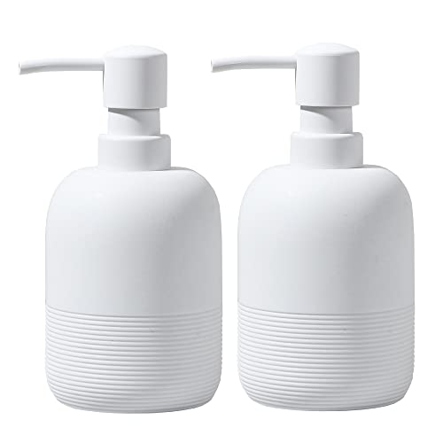 2pcs/Set White Soap Dispenser Set,Hand Soap Lotion Dispenser for Bathroom, for Elegant Bathroom Décor，soap Dispenser for Kitchen Sink…
