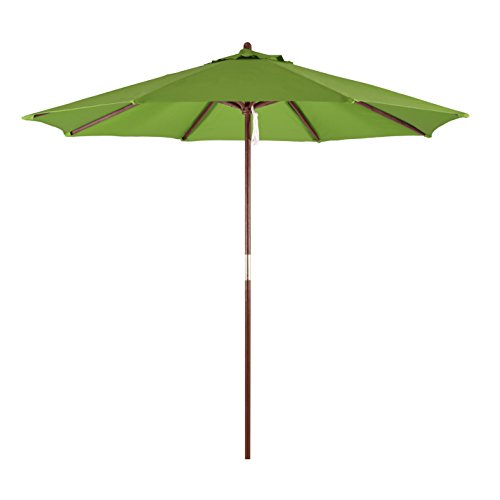 Astella 9 Patio Market Umbrella In Poylester With Bronze Wood Pole Wood Ribs Pulley Lift Brickseek