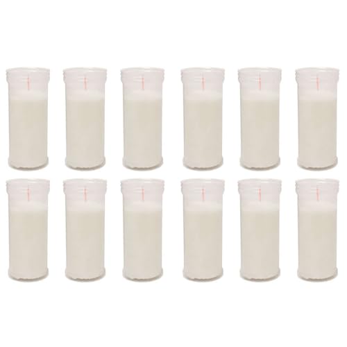 Tradineur - Pack de 12 velones de santo medianos, velas litúrgicas de parafina y cera vegetal, decoración de iglesias, cementerios, tumbas (Blanco, 13 cm)