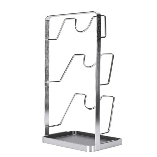 Support de couvercle de casserole vertical 2 en 1 en acier durable