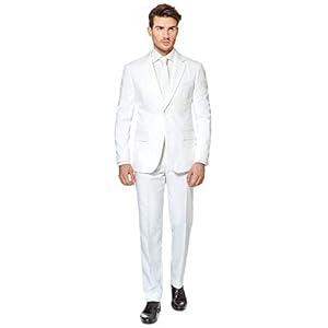 OppoSuits OppoSuits Solid Color Party Suits for Men – White Knight – Full Suit: Includes Pants, Jacket and Tie Heren Herenkostuum