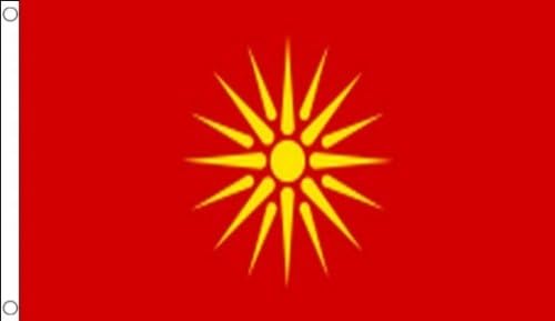 5ft x 3ft (150 x 90 cm) Macedonia Macedonian Old Vergina Sun 100% Polyester Material Flag Banner Ideal For Pub Club School Festival Business Party Decoration