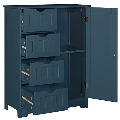Veikou Bathroom Storage Cabinet With 4 Drawers, Freestanding Small Bathroom Cabinet W/Removable Shelf & Anti-Topping Design, Living Room Organizer Cabinet, Dark Teal #TOP8