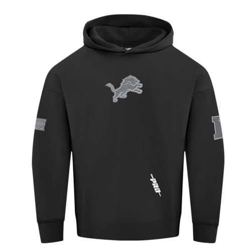 Pro Standard Mens NFL Detroit Lions Reverse French Terry Pull Over Hoodie Black M