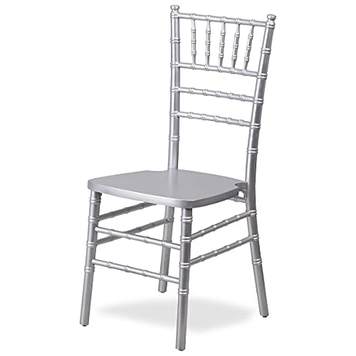 EventStable Titan Series Silver Resin Chiavari Chair - Sturdy Steel Spindles Chair - Indoor/Outdoor Chair Set - Chair Set for Wedding Restaurant - 96 Pack