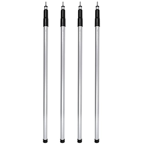 Noorsk® Juego de 4 o 6 Postes de Tienda telescópicos de 80-180 cm o 100-240 cm para Acampar, Tiendas, Lonas | Small - 4 Unidades