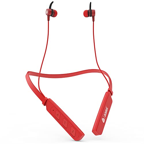 Image of Aroma NB119 Diamond Bluetooth Wireless Headset Neckband with Long Lasting Playtime 50 Hrs, Smart Voice Assistant, Dual Pairing, Bluetooth V5.0, Sweat & Splash Proof, Best for Gaming, Running, Workout (Red)