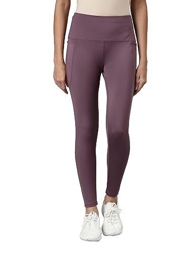 Image of GO COLORS Solid Nylon Stretch Ankle Length Training Tights | High Rise, Side Pockets