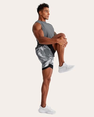 Image of maamgic Mens Running Shorts with Compression Liner 5 inch Quick Dry Workout Shorts Anti-Chafe Gym Shorts 2 in 1 Athletic Shorts