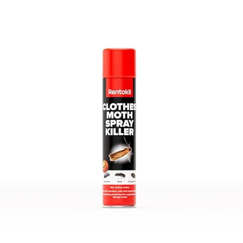 RENTOKIL Clothes Moth Spray Killer 300ml – Powerful Long‑Lasting Protection for Cupboards, Wardrobes & Storage Areas, Eliminates Moths, Larvae & Eggs