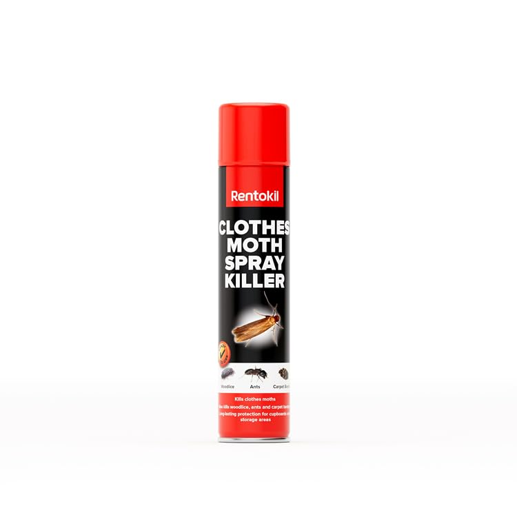 RENTOKIL Clothes Moth Spray Killer 300ml – Powerful Long‑Lasting Protection for Cupboards, Wardrobes & Storage Areas, Eliminates Moths, Larvae & Eggs