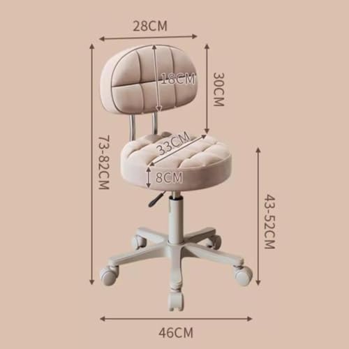 Round Rolling Stools with Backrest, Adjustable PU Leather Vanity Chair on Wheels, Ergonomic Office Chair, Comfort Seating for Home & Workspace