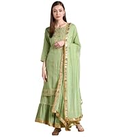 Fagna Creation Women Stylish Traditional Kurta and Sharara set With Dupatta Hand Work-Gota Pati Work Size (size M to XXL)