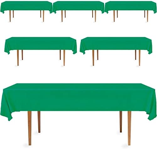 DecorRack 6 Pack Rectangular Tablecloths -BPA- Free Plastic, 54 x 108 inch, Dining Table Cover Cloth, Green (6 Pack)