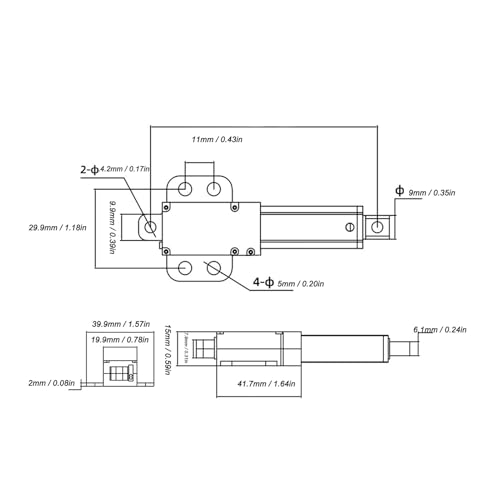 Ausla Attuatore Lineare Elettrico, 24V, 150N di Spinta, 50mm Corsa, 4mm/s Velocità, 3W, Mini Attuatore per Applicazioni Mediche e Macchinari Industriali e Agricoli