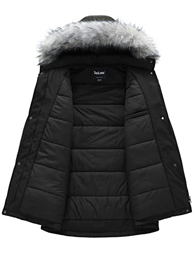 Soularge Women's Plus Size Winter Insulated Parka Coat with Faux Fur Hood3