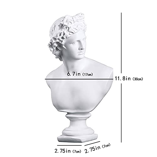 Estatua clásica griega blanca David de 11.8 pulgadas en resina miniatura 7