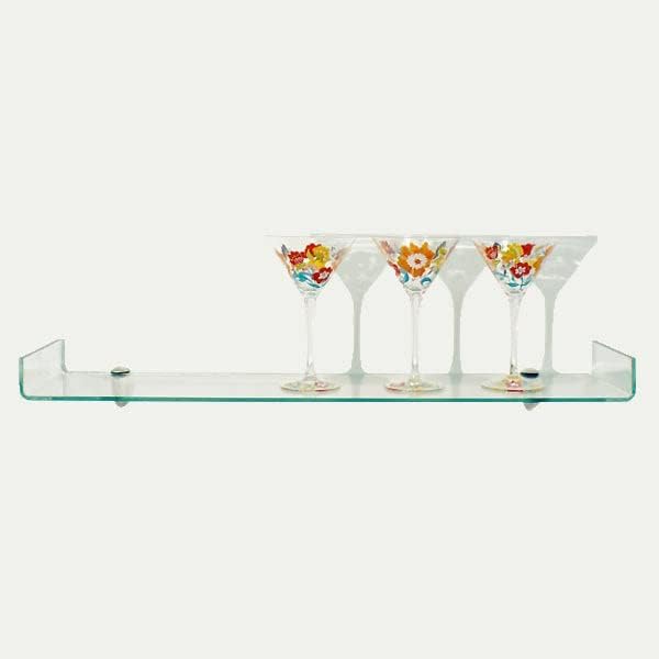 Spancraft Glass Osprey8x32-Brushed Steel Osprey Bent Glass Shelf, Brushed Steel Bracket, 8" x 32"