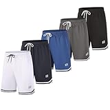 fovdtaa Lot de 5 Shorts de sport pour homme, Shorts athlétiques à séchage rapide pour le gym, course et fitness avec poches et ceinture élastique, L