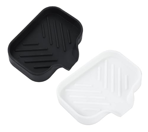 Silicone Bathroom Soap Dishes with Drain Spout-Bathroom and Kitchen Sink Organizer,Sponge Holder,Dish Soap Tray,Perfect for Dispenser,Scrubber,Bottle,Cup on Sink or Counter 4.9"×3.2"