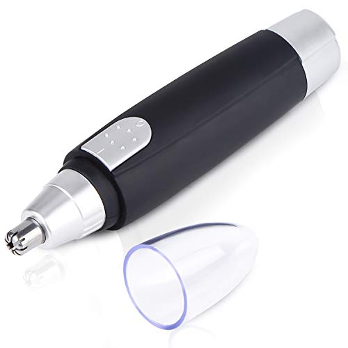 Ear and Nose Hair Trimmer for Men and Women,Professional Painless Electric Eyebrow and Facial Hair Clipper with Waterproof Head Double-Edge Stainless Steel Blade (Battery Trimmer)