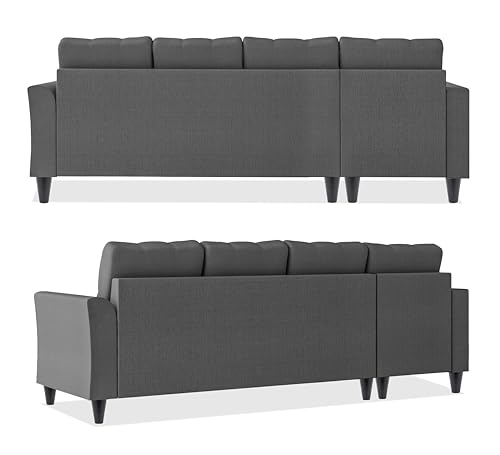 Image of Adorn India Maddox Tufted L Shape 6 Seater Sofa Set Lhs (Grey) (3 Year Warranty)