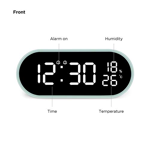 Mooas Rolling Pop Mirror Clock, Digital Clock With Usb Charging Port, Clear Led Display, Brightness Adjustment, 12/24H Mode, Dual Alarm & Snooze, Temperature & Humidity Display (Mint) #TOP5