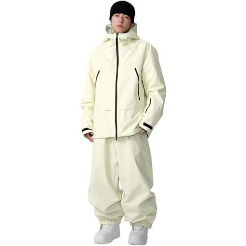 Conjunto de chaqueta de esquí y pantalones de esquí para hombre y mujer, traje de esquí de 2 piezas, traje de nieve, columna de agua, chaqueta de nieve, transpirable, tirantes resistentes al viento