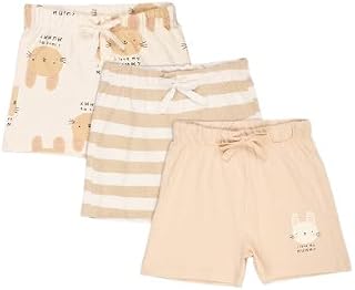 Pantaloons Baby Girls 100% Cotton Casual Shorts | Pack of 3 | Drawstring Waist | Multicolour | Ages 0–24 Months Price In India