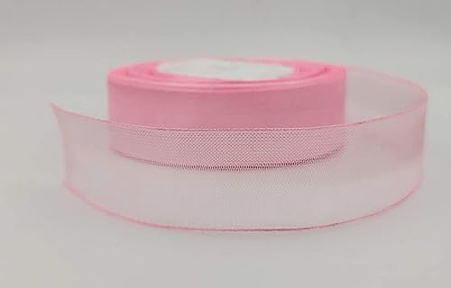 Image of UKIYO | Organza Ribbon(15+ Color Variations Inside) (L-35 Meters,W-1 Inch) | Ribbon for Gift Wrapping,Gift Bows Making, Decoration,Bags Handle (Light Pink)