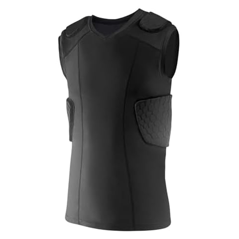 Topeter Football Padded Shirts for Men, Adult Compression Rib Protector Sleeveless Shirt with Rib, Shoulder & Back Pads L Cover