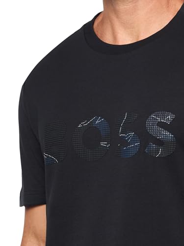 BOSS Men's Big Textured Logo Cotton T-Shirt3