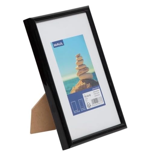 MAUL Bilderrahmen klein 15x21 cm aus Kunststoff | zum Hängen als Wanddeko oder Tischaufsteller in Quer- und Hochformat | mit Passepartouteinleger | für Fotos, Collage & Bilder | Schwarz