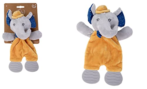 DODO D'AMOUR - Doudou de Dentition - Éléphant - 022391 - Moutarde - Polaire - Naissance - Peluche - Bébé - 25 cm x 10 cm - À Partir de 0 mois