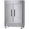 Arctic Air AR49 54 Two Section Two Solid Doors Reach-in Commercial Refrigerator, 49 Cubic Feet, 115v, Stainless Steel