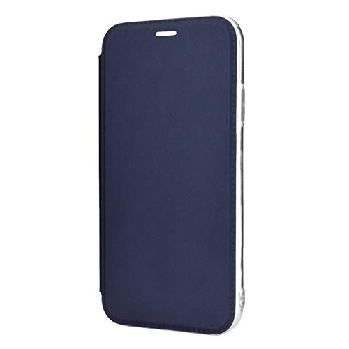 Coque cuir PU iPhone 11 Pro Max miroir rigide holster bleu
