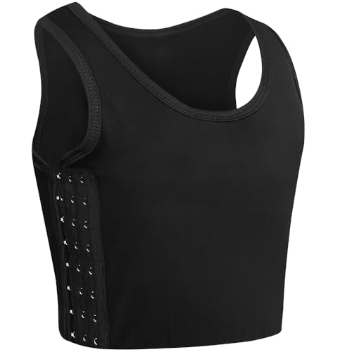 XUJI Women Hook Vest Top FTM Transgender Trans Chest Binders Tomboy Slim Fit Straps Tank Sports Bra (Black, L) by XUJI - Used condition - US$22.79