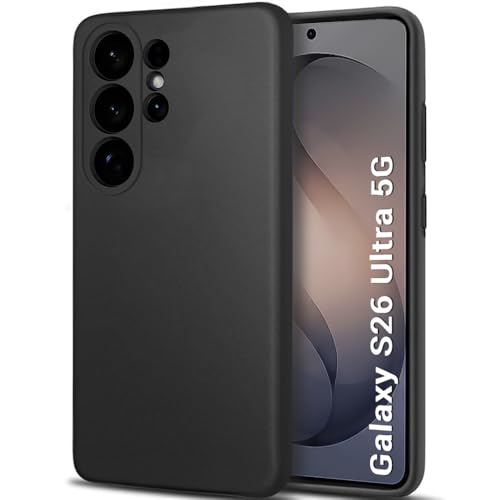 Image of TheGiftKart Sleek Back Cover Case for Samsung Galaxy S26 Ultra 5G | Slim Fit Protective Design | Ultra Matte Finish | Camera Protection Bump | Soft Silicon Back Cover Case (Silicone, Black)