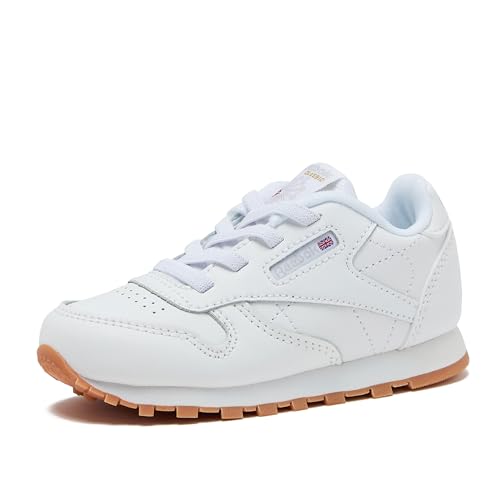 Reebok Classic Leather Girls & Boys Shoes for Kids, Toddler, Little Kid or Big Kid Sneakers, White/Gum, 7 Toddler