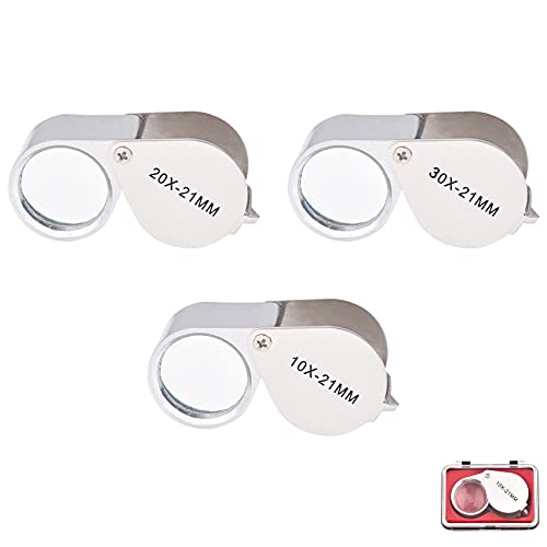 Jewellers lupa lupa, lupa de mano 10X/20X/30X joyeros lupas con estuche aplicado a la ciencia lectura libros periódicos insectos observación Cover